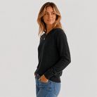 Women's Merino & Hemp V-Neck Sweater - Charcoal - Hemprino