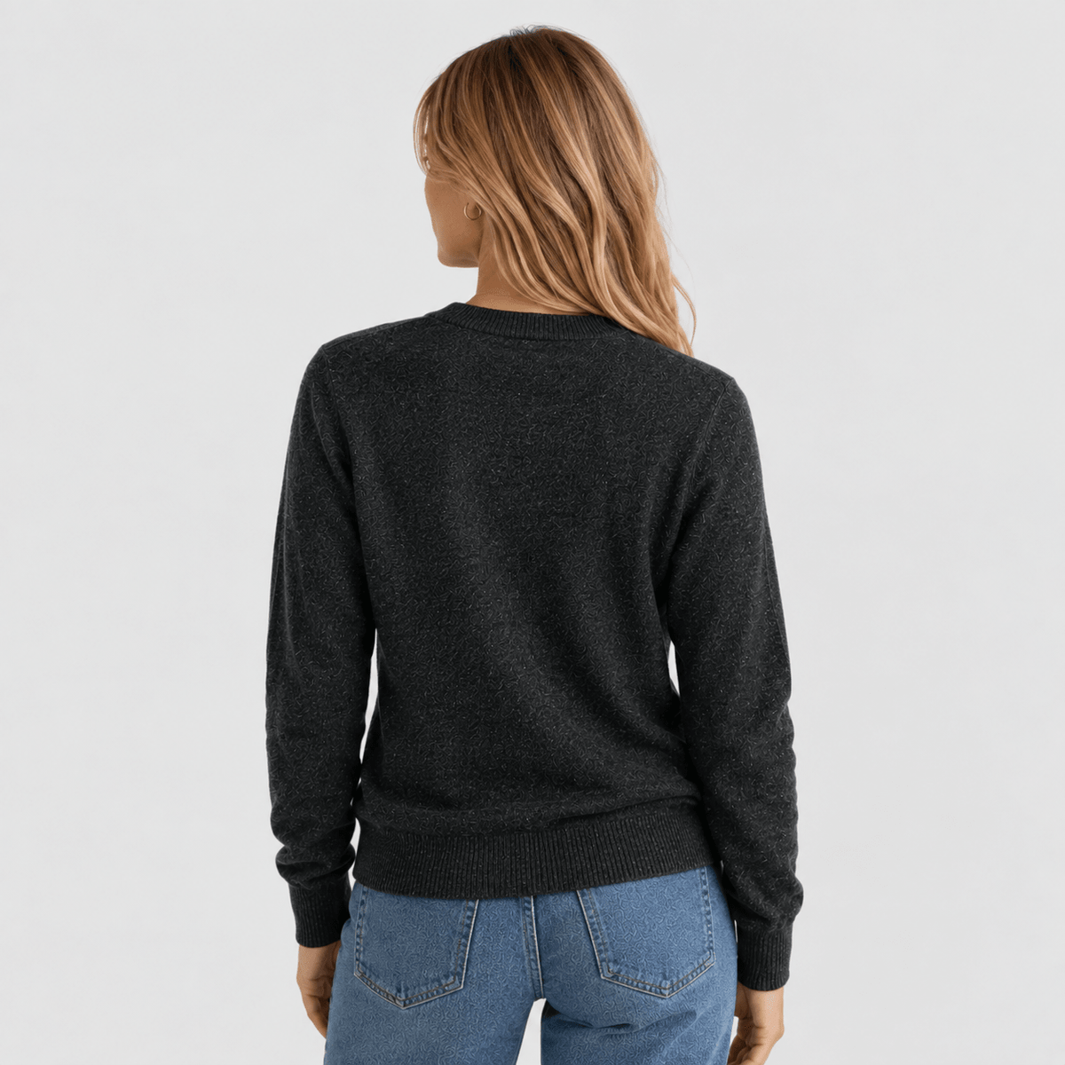 Women's Merino & Hemp V-Neck Sweater - Charcoal - Hemprino