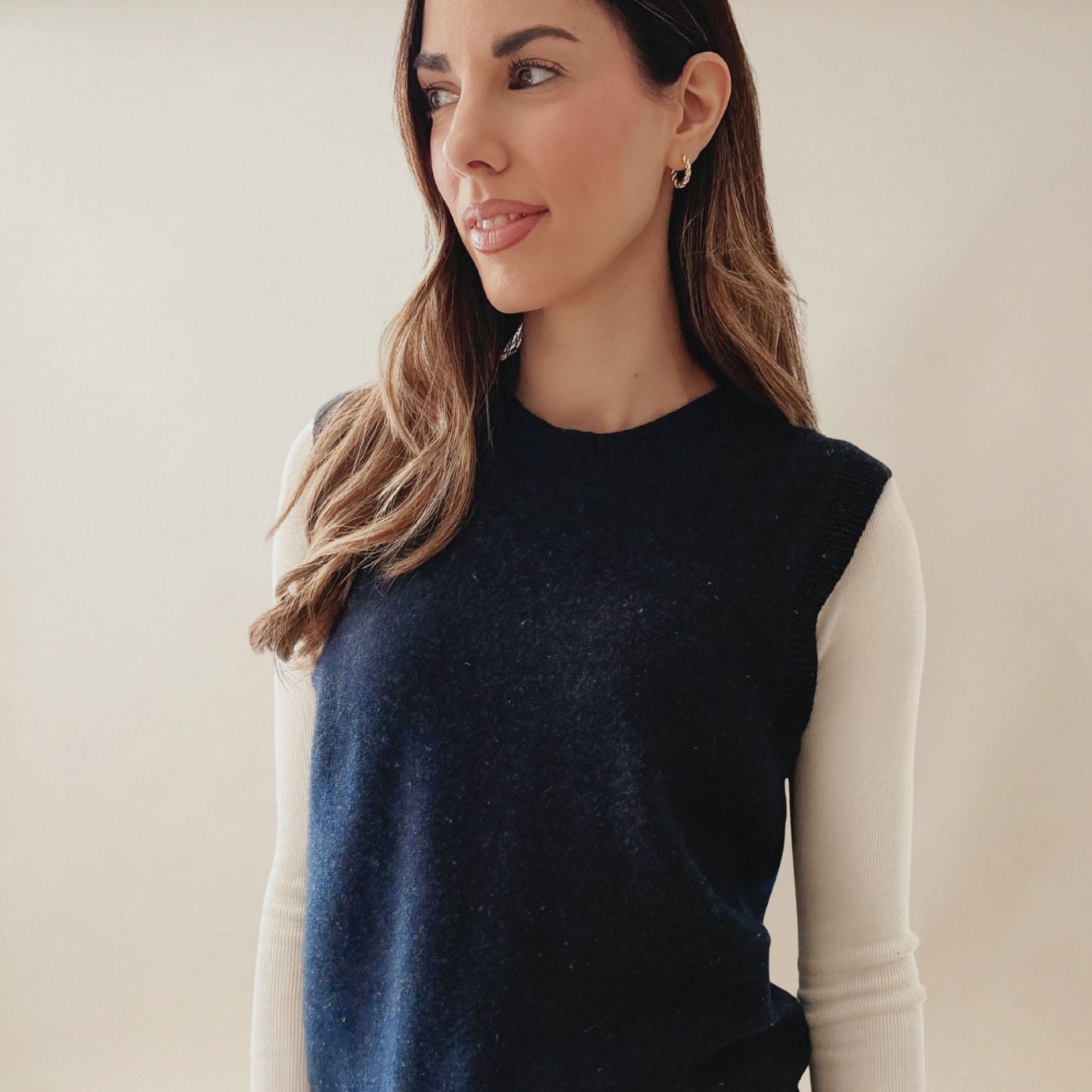 Women's Merino & Hemp Vest - Navy - Hemprino